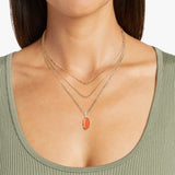 Elisa Triple Strand Layered Necklace in Gold and Coral