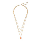 Elisa Triple Strand Layered Necklace in Gold and Coral