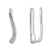 Pre-Owned 10k White Gold 1/8ct tw Round Diamond Ear Climbing Pave Studs