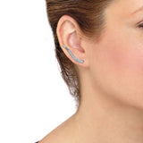 Pre-Owned 10k White Gold 1/8ct tw Round Diamond Ear Climbing Pave Studs