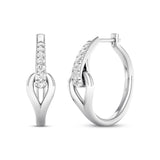 Pre-Owned Kay 1/6ct tw Diamond Love + Be Loved Hoop Earrings in Sterling Silver
