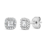 Pre-Owned Jared 1/2ct tw Princess & Round Diamond Stud Earrings in 10K White Gold