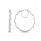 Pre-Owned Kay 1/10ct tw Diamond Squiggle Hoop Earrings in Sterling Silver
