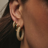 Pave Baby Amalfi Hoops in Gold