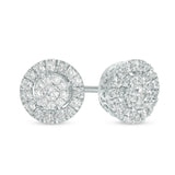Pre-Owned Zales 10k White Gold 1/4ct tw Round Diamond Halo Studs