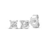 Pre-Owned Kay 1/3ct tw Princess-Cut Lab-Grown Diamond Solitaire Stud Earrings in 10K White Gold