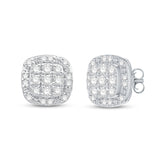 Pre-Owned Kay 10k White Gold 1/4ct tw Round Diamond Pave Square Studs