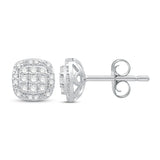 Pre-Owned Kay 10k White Gold 1/4ct tw Round Diamond Pave Square Studs
