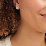 Pre-Owned Kay 10k White Gold 1/4ct tw Round Diamond Pave Square Studs