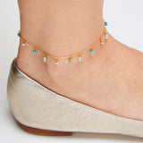 Drift Beaded Anklet in Blue Ombre