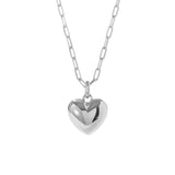 Lev Puffed Heart Pendant Necklace in Silver