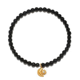 Perseverance Celestial Stretch Bracelet in Black Onyx & White Topaz