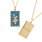 Enamel Birth Flower Pendant Necklace