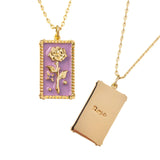 Enamel Birth Flower Pendant Necklace
