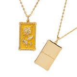 Enamel Birth Flower Pendant Necklace