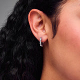 Pre-Owned Kay 1/4ct tw Diamond Hoop Earrings in 10k White Gold