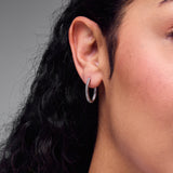 Pre-Owned Kay 1/10ct tw Diamond Hoop Earrings in Sterling Silver