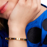 Set Stone Hinged Bangle in Multi CZ