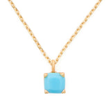 Little Luxuries Light Blue Square Pendant in Gold