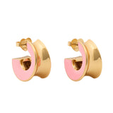 Bold Note Small Hoops in Deep Peach