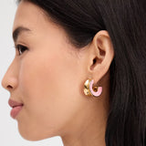 Bold Note Small Hoops in Deep Peach