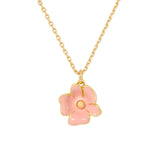 Golden Bloom Flower Pendant in Pink