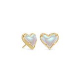 Ari Heart Studs in Gold and Dichroic Glass