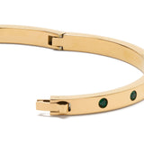 Set Stone Hinged Bangle in Green
