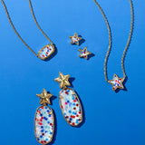 Cassidy Stud Earrings in Red White & Blue Star Illusion Glass