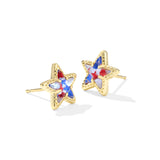 Cassidy Stud Earrings in Red White & Blue Star Illusion Glass
