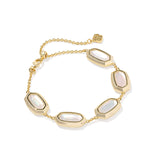 Elaina Bezel Delicate Chain Bracelet in Ivory Mother of Pearl