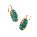 Elle Drop Earrings in Bronze Veined Green Malachite