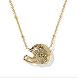 Football Helmet Short Pendant Necklace in Ivory Mother Of Pearl