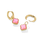 Mallory Rose Huggie Earrings in Gold & Blush Ivory Mother of Pearl