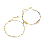 Mini Elisa Abbie Set of 2 Chain Bracelets in Gold & Multi Mix