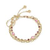 Mini Elisa And Abbie Set Of 2 Delicate Chain Bracelets in Pink Mix