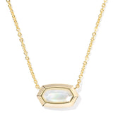 Elisa Bezel Short Pendant Necklace in Ivory Mother of Pearl
