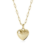 Lev Puffed Heart Pendant Necklace in Gold