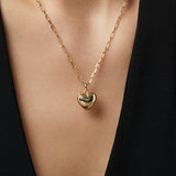 Lev Puffed Heart Pendant Necklace in Gold