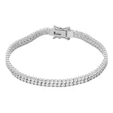 Brooke Double Row Tennis in Silver & CZ