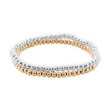 Water Resistant Beaded Stretch Bracelet Set in Mixed Metal