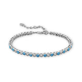 Embarcadero Evil Eye CZ Tennis Bracelet in Blue & Rhodium over Sterling Silver