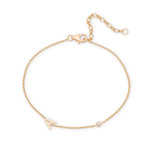 Sideways Initial Bracelet in 14k Gold Plating