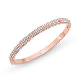 Blake Half-Pave Hinged Bangle in Rose Gold