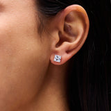 Tatum Square Studs in Silver & CZ