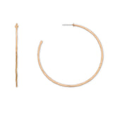 Lindsey Thin Hammered Hoops in Semi Matte 12k Gold Plating