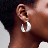 Elle Gradual Hoops in Semi Matte Silver Plating