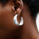 Elle Gradual Hoops in Semi Matte Silver Plating