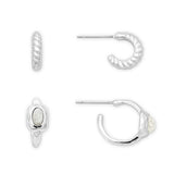 Arlo Stone Huggie Set in Silver