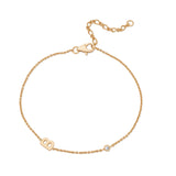 Sideways Initial Bracelet in 14k Gold Plating